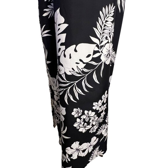 Mark Fore & Strike Women's Black & White Floral Silk Dress Size L Maxi - Picture 3 of 12